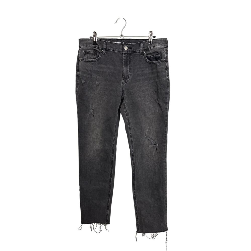 Old Navy Jeans Womens 6 Tall 6T Low-Rise Boyfriend Straight Black Distressed